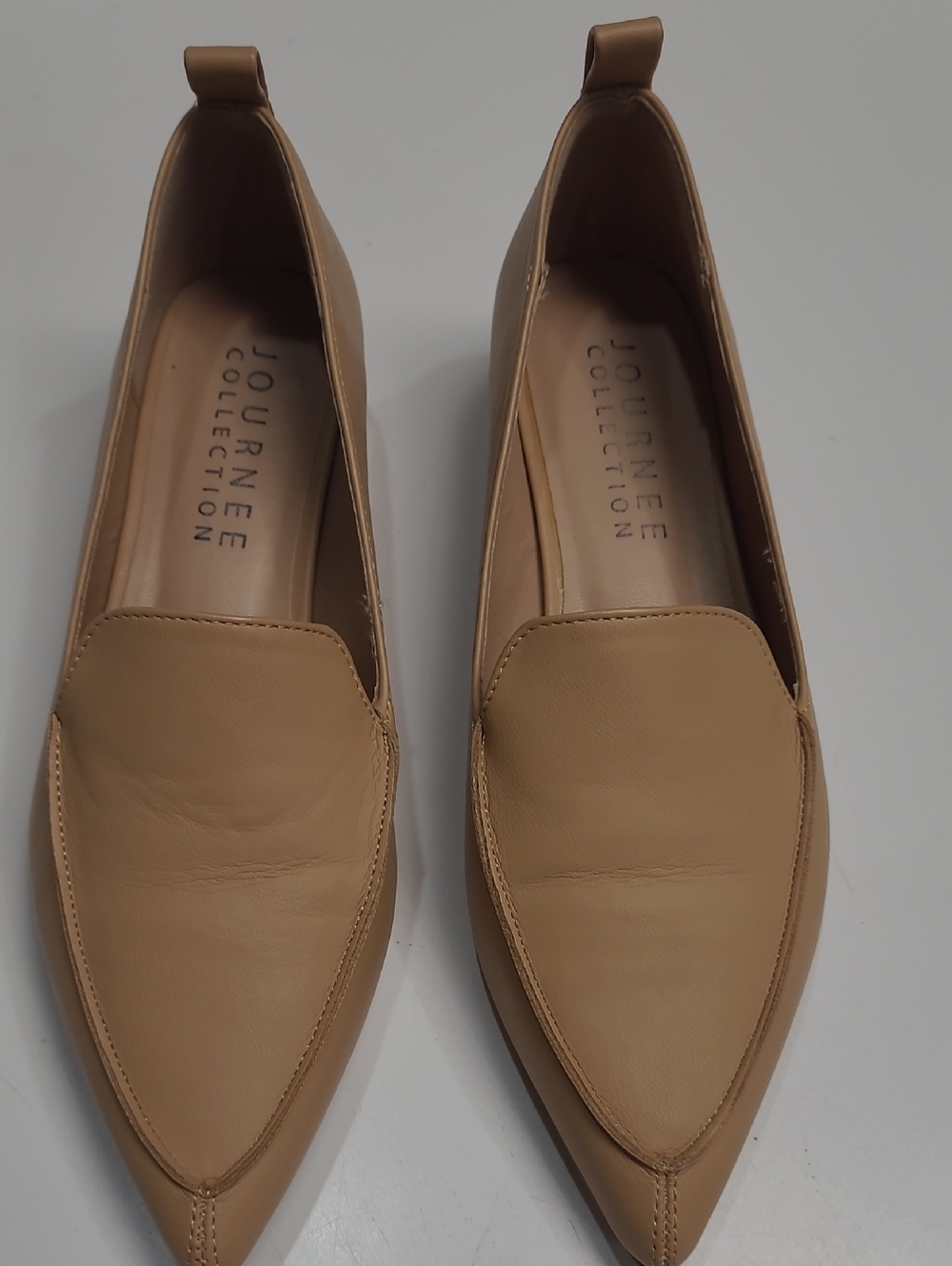 Journee Collection Maggs Tan Pointed-Toe Slip-On Loafers